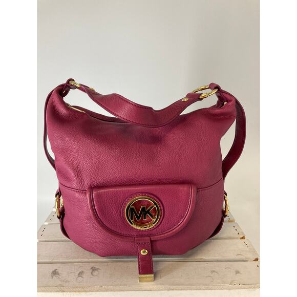 MICHAEL KORS, PINK PEBBLED LEATHER WOMENS LARGE SHOULDER BAG - Picture 1 of 16